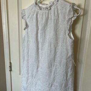 Nanette Lepore White Eyelet Midi Dress 100% Cotton